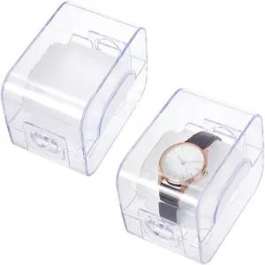 PH PandaHall 2pcs 아크릴 시계 케이스 클리어 디스플레이 스탠드 정리함 손목시계 주얼리 남성 가정 여행