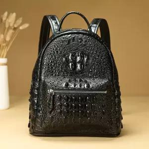 머리부터 꼬리까지 리얼 악어가죽 명품 여성 백팩 여행 데일리 고급 가방