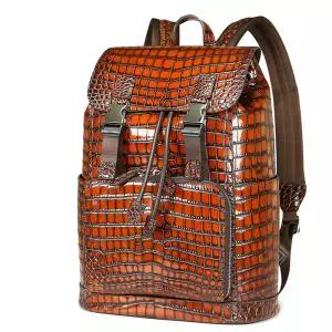 진짜 악어가죽 남성 백팩 오렌지 블루 악어가방 배가죽 고급