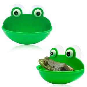 흡입 컵이 있는 OWMOSYX 개구리 서식지, 귀여운 어항 액세서리 접시 홀더 장식 테라리움 두꺼비 올챙이, 플라스틱, 녹색