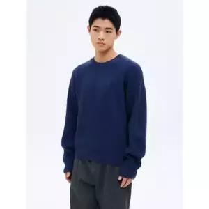 에잇세컨즈 8seconds 사선 조직 라운드 니트 블루