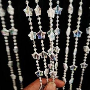 에이브 스플릿 비즈 커튼 도어웨이 스타 아크릴 매달린 도어 스트링 태슬 룸 칸막이 스크린 장식, 현관 창문 거실 결혼식 049스타 (빛나는 투명 별)