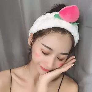 복숭아 극세사 세안 헤어 밴드 머리띠 2color 귀여운 인싸 세수 헤어밴드