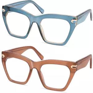 AMOMA 트렌디한 여성용 고양이 눈 독서 안경 스타일리시한 블루 라이트 차단 컴퓨터 리더 AM6171