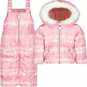 제시카 심슨 걸스 후드 재킷과 스키 빕 오버롤이 있는 투피스 단열 겨울 스노우수트