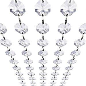 크리스탈 갈랜드 스트랜드 - 매달린 샹들리에 보석 구슬 체인 결혼식 파티 만자니타 센터피스 크리스마스 트리를 위한 14mm 투명 옥타곤 프리즘 다이아몬드 스트링 장식 (유리, 16피트)