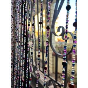 망고 선물 보헤미안 히피 비즈 커튼 창문, 복도 입구, 벽장 및 침실 장식용 멀티컬러 유리 구슬 끈 76인치 길이 (25인치)