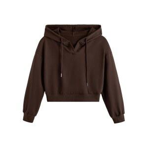 베르두사 여성용 크롭 후드 스웨트셔츠 긴 소매 스트링 캐주얼 스트리트웨어 봄 가을