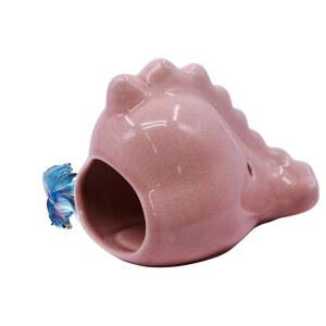 안루이 세라믹 수족관 장식 귀여운 해마 베타 어항 액세서리 작은 물고기, 새우, 금붕어, 파충류를 위한 은신처 동굴 (핑크)