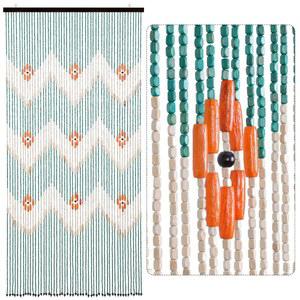 베채오 문간용 구슬 커튼 수제 대나무 나무 문 비즈 걸이실 칸막이 히피 복도 창문 보호 러스틱 홈 스토어 장식용, 35.5 x 75 인치 그린
