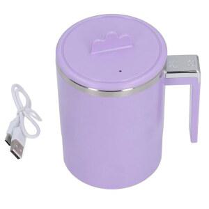 [미국배송] CHOTIME 전기 자가 교반 커피 머그잔 12온스/350ML USB 충전식 자동 재미있는 혼합 컵 초콜릿 우유용 스테인리스 스틸 여행용 컵 (보라색)