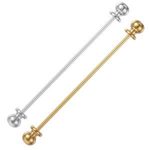 남성용 2피스 칼라 핀 황동 볼 셔츠 바 타이 클립 걸쇠 라펠 스틱 브로치 클래식 클립(실버, 골든)