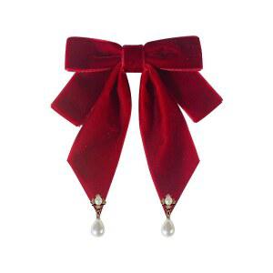 빈티지 벨벳 여성용 보우 프리타이드 브로치 우아한 쉘 진주 매력 드롭 리본 넥 타이 라펠 핀 다인한 크리스마스 결혼 무도회 의상 드레스 액세서리 선물