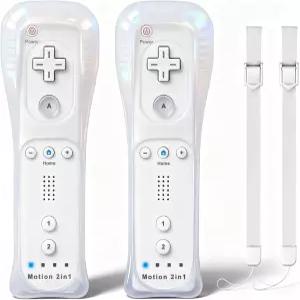모션 플러스가 포함된 코반 2팩 Wii 리모컨 닌텐도 및 U용 무선 컨트롤러 실리콘 케이스 손목 스트랩 넌척