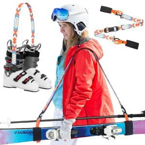 남성용 쿠셔닝 어깨 조절식 슬링이 있는 소울첸 2팩 스키 캐리어 스트랩 부츠 세트 여성용 장비 액세서리