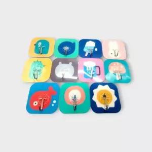 색상랜덤 고리 5P 점착식 캐릭터 후크 벽걸이 액자걸 (WFK934B)