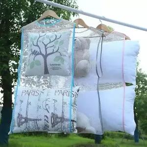 부피 큰 빨래 메쉬 건조망 옷걸이형 다용도 베개 인형 접이식 (WFK93D4)