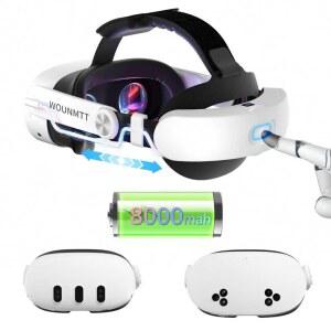 [포르르] 배터리가 장착된 oculus 메타 퀘스트 3/3s용 헤드 스트랩, 원클릭 핏의 조절 가능한 vr 액세서리, 후면 쿠션 다이얼, 2 u20134h 플레이타임, 스트랩으로 얼굴 스트레스를 줄여 게임의 편안함을 제공합니다