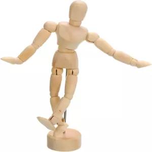 파티킬 4.5인치 나무 마네킹 피규어 화가 드로잉 마니킨 모델 유연한 이동식 관절 스케치 레이 그림 그리기