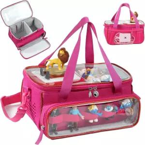 투명 창과 피규어 슬롯이 있는 토니박스용 SFYBYHEART 휴대용 케이스 토니 캐릭터용 여행용 보관 가방