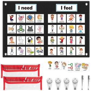[미국배송] 유치원 교사 용품 사회 정서 학습 포켓 차트 자폐 시각 행동 관리 필수품 차분한 코너 교실 용품을 위한 KIKIGOAL 감정 차트