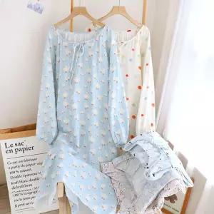 레트로 오리 긴팔 롱 빅사이즈 홈웨어 원피스 잠옷예쁜 여자 여성 신혼 루즈핏 가을