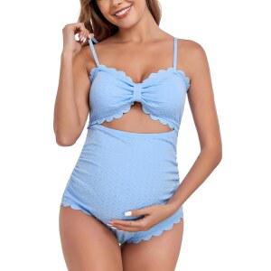 이스트엘레전트 임산부 원피스 수영복 백 컷아웃 임신 비키니 가리비