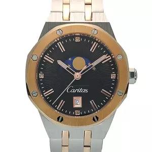 카리타스 문페이즈 다이아몬드 여성 선물 명품 예물 고급 로즈골드 콤비 메탈 손목 시계 / C500BF