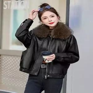 여자재킷 가죽 코트 가을 겨울 기모 캐주얼 보온 털 칼라 원템4