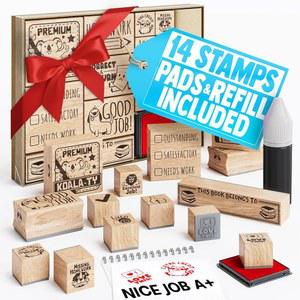 잉크 패드가 있는 교실 등급 u2013 스탬프 세트 초등학교 및 ESL 학교 용품을 위한 교사용 16피스