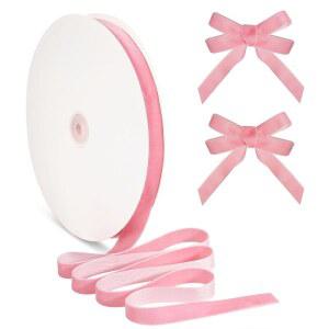 Lugailly 선물 포장, 크리스마스 트리 장식, 스키니 벨벳 리본 공예 헤어 패브릭 트림 만들기, 화환, 초대장용 1.6 x 27.4m(5 /8 30야드) 빈티지 핑크