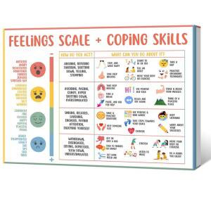 [미국배송] 일반적인 감정 척도 대처 기술 차트 학생 정신 건강 포스터 특수 교육 교실 장식 30X45CM 프레임 없음 화이트01