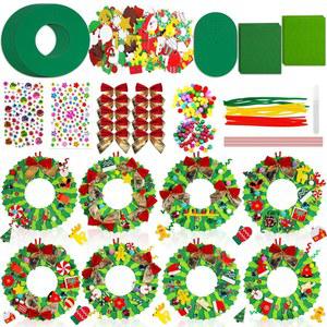 X Hot Popcorn 240피스 크리스마스 폼 화환 핸드메이드 키트 겨울 DIY 수제 장식품 산타 눈송이 눈사람 스티커 활동 홈 파티 장식용