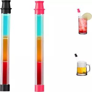 ZHYPFF 2개 샷 빨대 히컵 음료 및 병 와인 잔 홀더 디스펜서 모든 유리 1온스(블랙 핑크)에 적합합니다