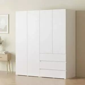 [아씨방가구]마일 터치 행거 싱글+3단 서랍 옷장 세트 1600