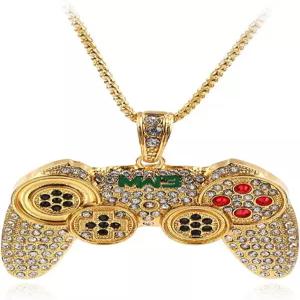 Rdaily To My Son/Grandson 컬러풀 크리스탈 게임 컨트롤러 펑크 힙합 절친 우정 목걸이