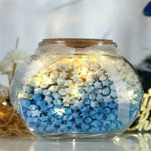 종이학유리병 생일 꽃 유리병 종이별병 종이학 종이학천마리 말린병 완제품 1314개별+특대형