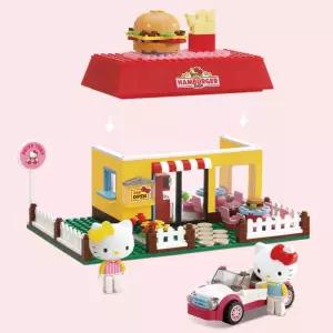 헬로키티 드라이브스루 햄버거 가게 놀이 블럭 세트 어린이날선물 블럭세트 창의력블럭