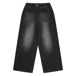 소이 주니어 봄가을옷 남여아 사이드절개 빅와이드 블랙진 고학년 중학생 청바지26S1254