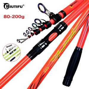 BIUTIFU 텔레스코픽 낚싯대 4.2/4.5/5.0m 헤비 캐스팅 80-200g 바닷워터 서핑  각진 가이드  고 탄소  바다