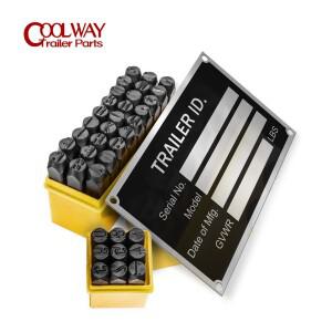 4MM 스틸 다이 금속 펀치 스탬핑 키트 (트레일러 ID 태그 플레이트 포함) 스티커 번호 문자 알파벳 스탬프