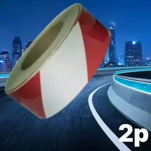 적백색 반사 테이프 안전 도로용 고휘도 반사 사선 테이프 시인성 야간 표시 자전거 자동차 2롤