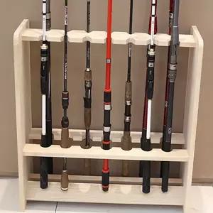 원목 로드 거치대 14구 스탠드 용품 원목 낚시대 거치대 정리 보관함 수납함