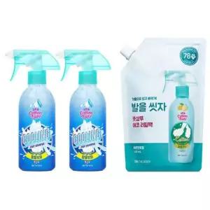 온더바디 발을씻자 코튼풋샴푸 쿨링 385ml 2개 + 리필 레몬향 500ml 1개