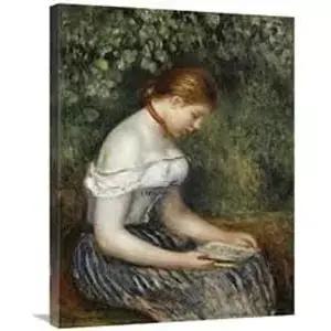 30인치. 리더 - 어린 소녀가 앉아 있는 아트 프린트 피에르 오귀스트 르누아르