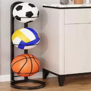 농구공 스탠드 선반 가정 조립형 진열대 두꺼운 블랙 2단 조립 거치대 공 보관 정리 축구공