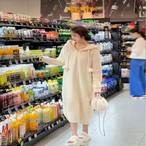 임산부 겨울 원피스 슬림 롱 오피스 직장인 임부복 화이트 M