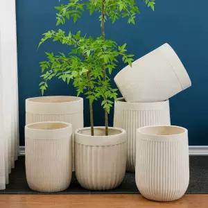 화이트 토분 진흙 식물 원통형 분갈이 인테리어 엔틱