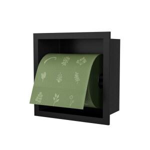 Baronage 블랙 오목 화장지 홀더, 6인치 내장 벽 디스펜서 인서트의 스테인리스 티슈 롤 홀더(매트 블랙)