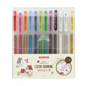 컬러드로잉펜세트(12색) 반짝이펄 유성펜 채색도구